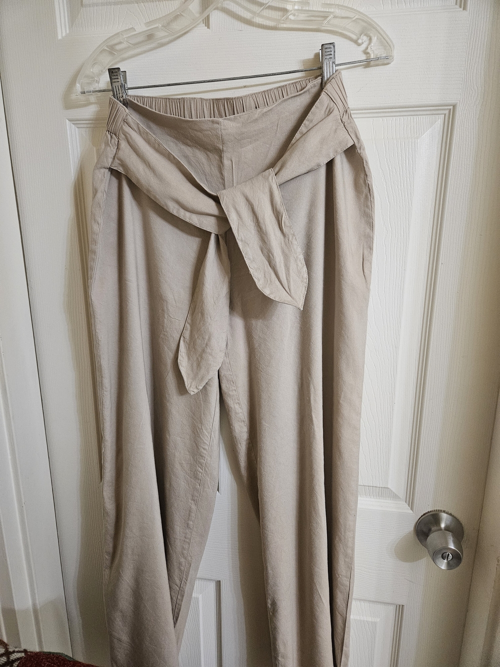 INC International Concepts Light Taupe Tie-Waist Wide Leg Pants